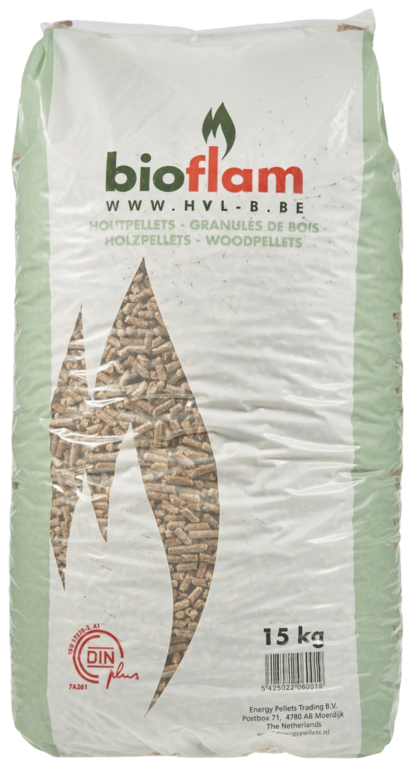 Bioflam Houtpellets – Pallet van 66 zakken x 15 kg